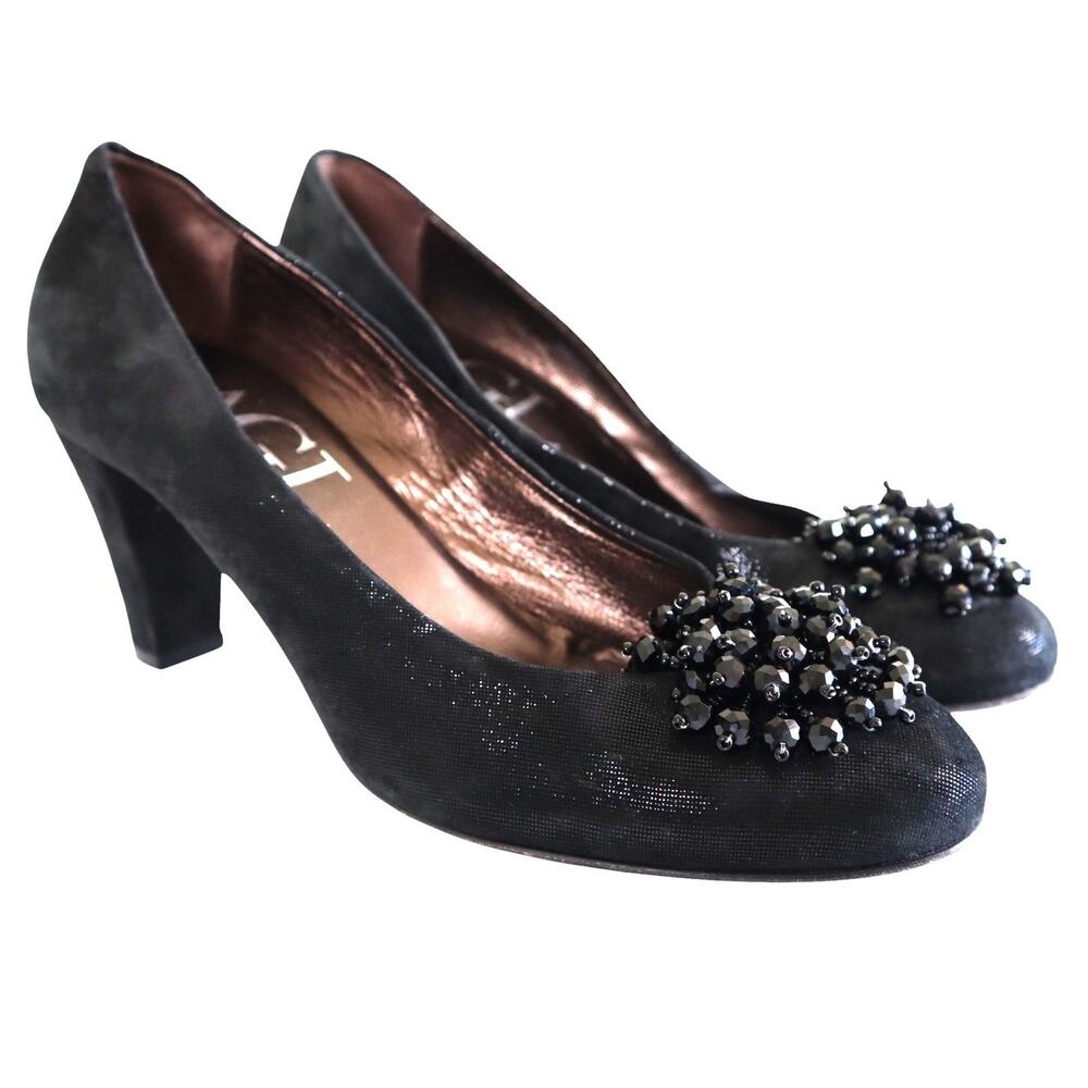 AGL Attilio Giusti Leombruni Womens Pumps Size 9.5 Beaded Metallic Leather Italy